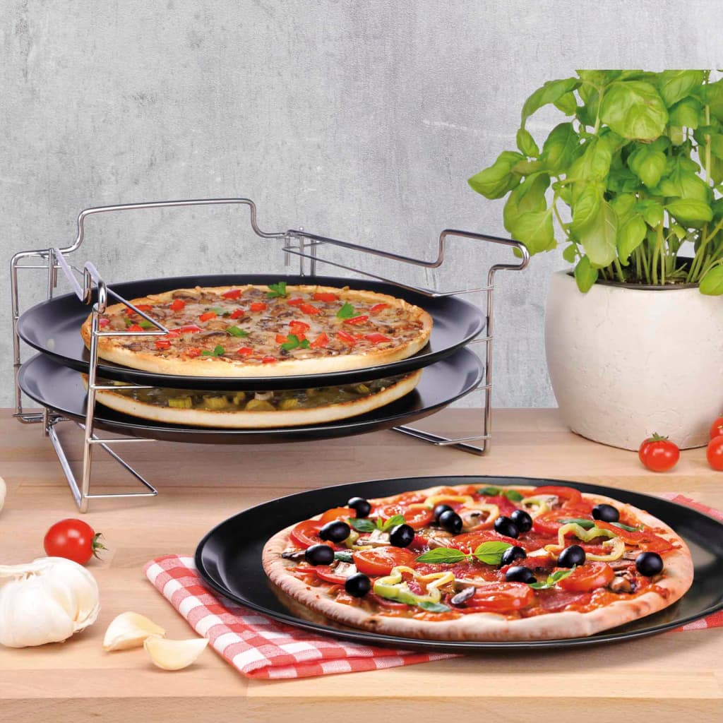 4-tlg. Pizza-Backset Schwarz - Premium Pizzableche - Just €38.22! Shop now at homesales4u