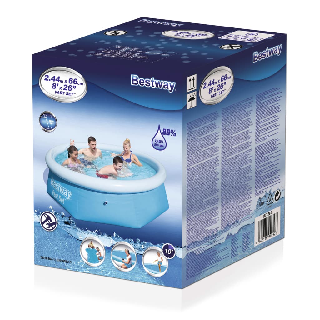 Fast Set Aufblasbarer Swimmingpool Rund 244x66 cm 57265 - Premium Pools - Just €50.42! Shop now at homesales4u