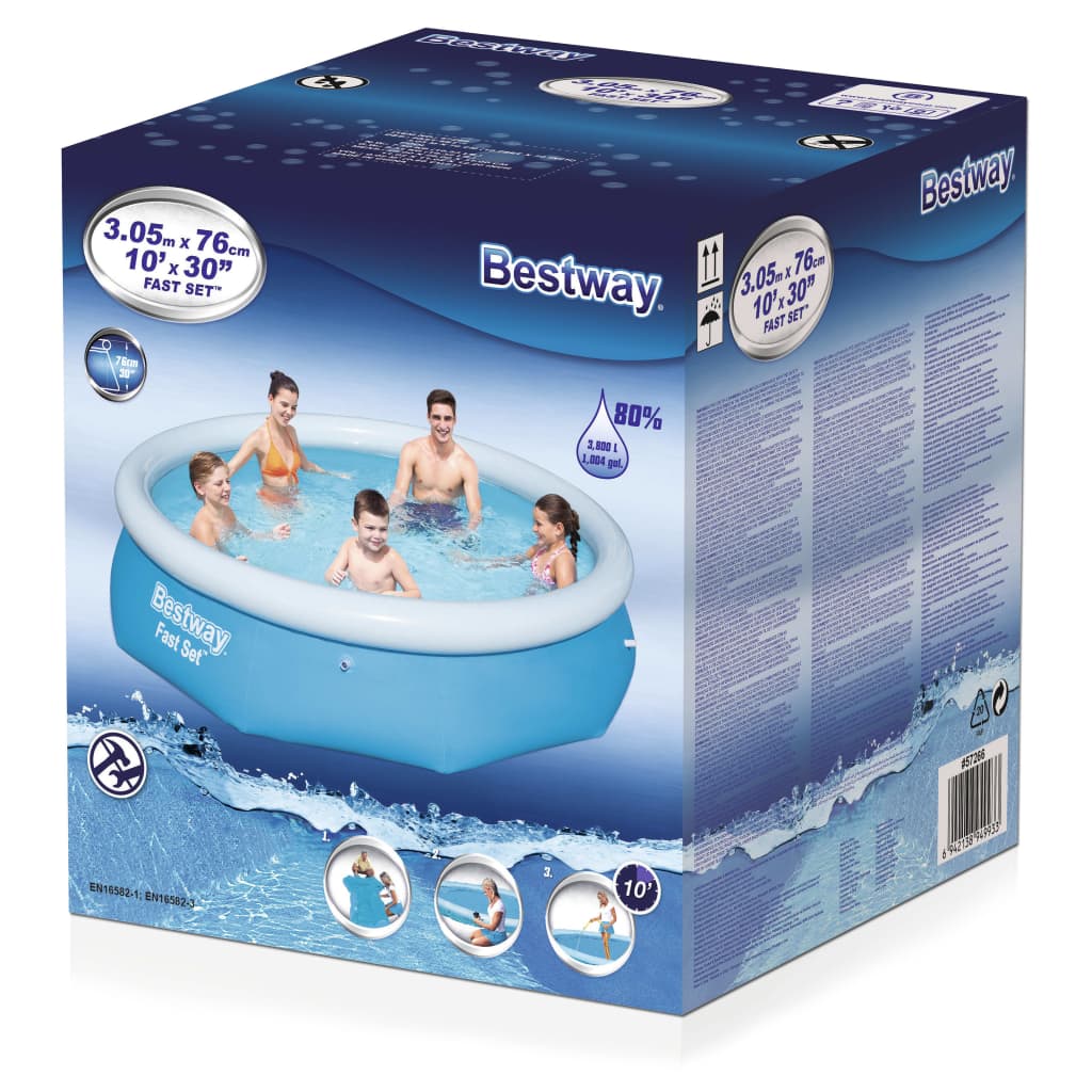 Fast Set Aufblasbarer Swimmingpool Rund 305x76 cm 57266 - Premium Pools - Just €60.78! Shop now at homesales4u