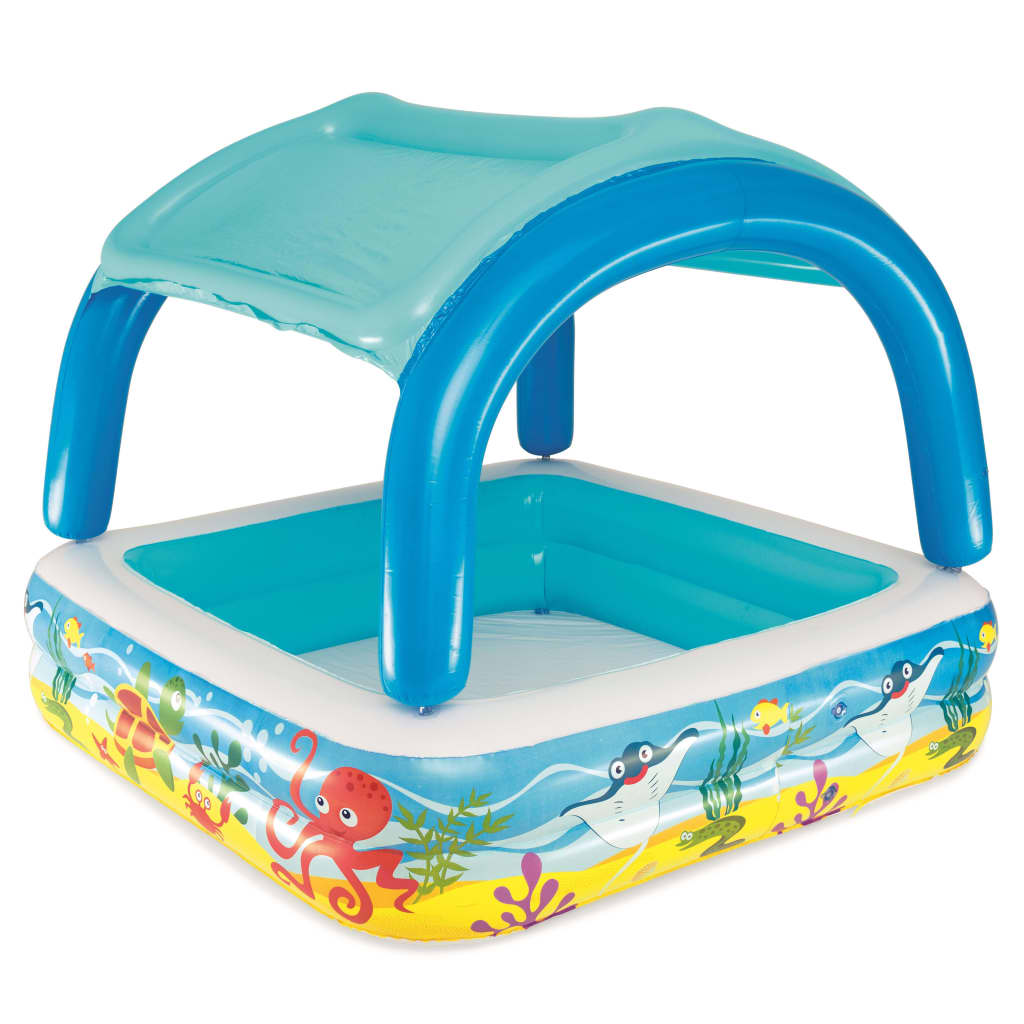Spielbecken mit Vordach Blau 140 x 140 x 114 cm 52192 - Premium Pools - Just €66.24! Shop now at homesales4u