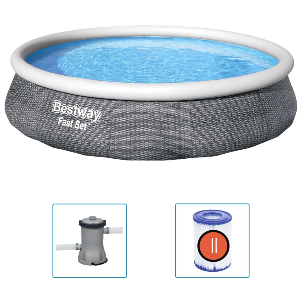 Fast Set Aufblasbares Pool-Set mit Pumpe 396x84 cm - Premium Pools - Just €159.54! Shop now at homesales4u