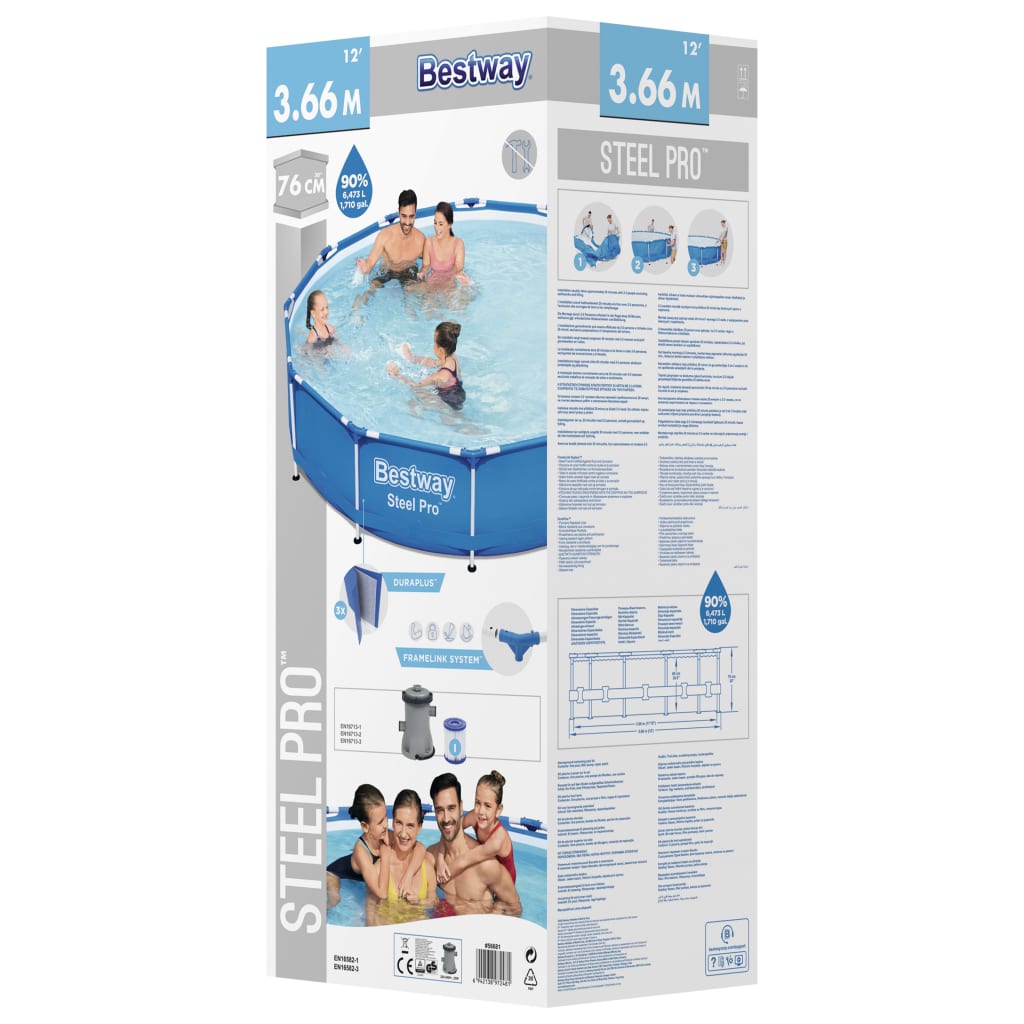 Pool Steel Pro Frame 366x76 cm - Premium Pools - Just €180.47! Shop now at homesales4u