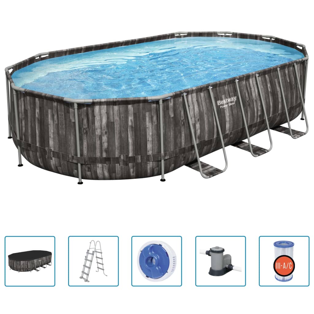 Power Steel Swimmingpool-Set Oval 488x305x107 cm - Premium Pools - Just €1075.77! Shop now at homesales4u