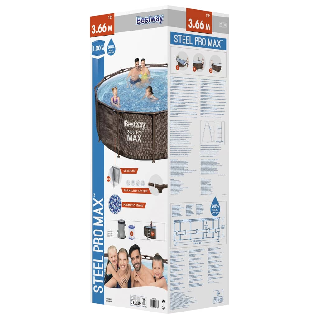 Steel Pro MAX Swimmingpool-Set Deluxe Series Rund 366x100 cm - Premium Pools - Just €438.82! Shop now at homesales4u