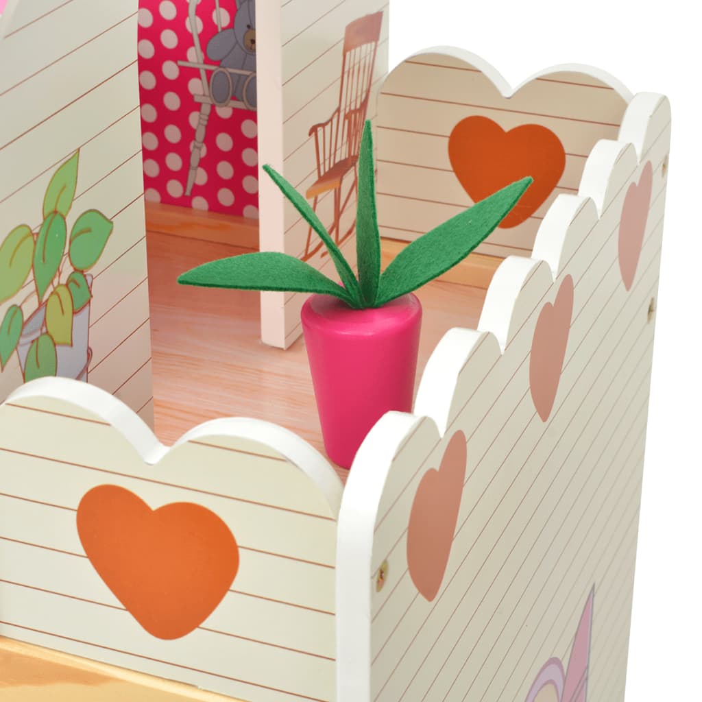 3-Stöckiges Puppenhaus Holz 60 x 30 x 90 cm - Premium Puppenhäuser - Just €122.63! Shop now at homesales4u