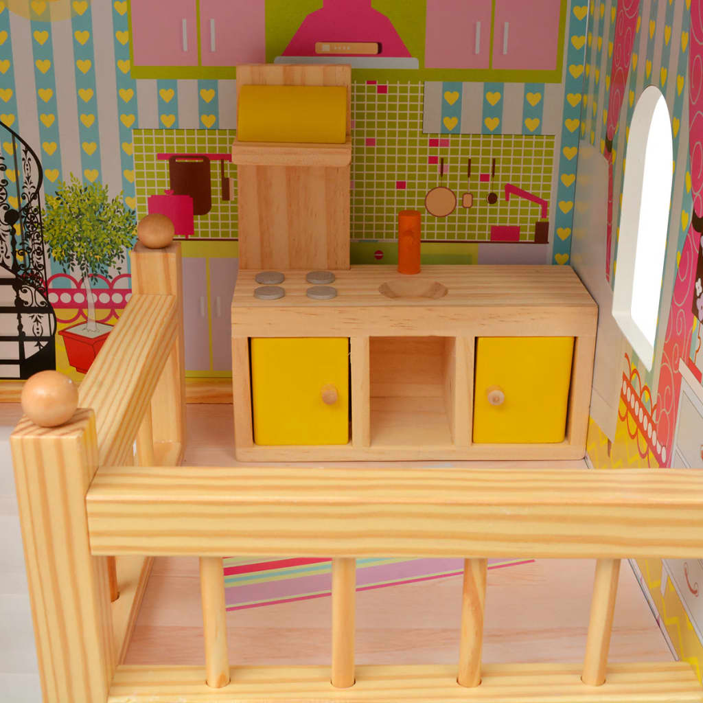 3-Stöckiges Puppenhaus Holz 60 x 30 x 90 cm - Premium Puppenhäuser - Just €122.63! Shop now at homesales4u