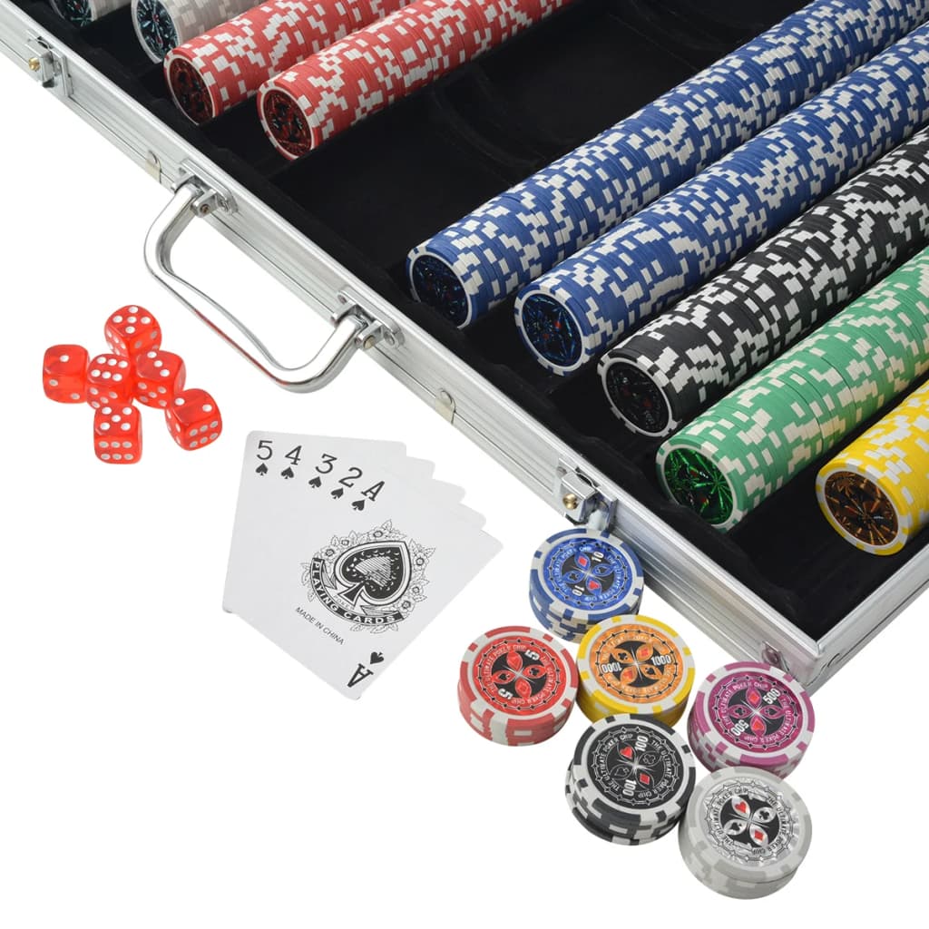 Poker Set mit 1.000 Laserchips Aluminium - Premium Poker-Spiel-Sets - Just €135.58! Shop now at homesales4u
