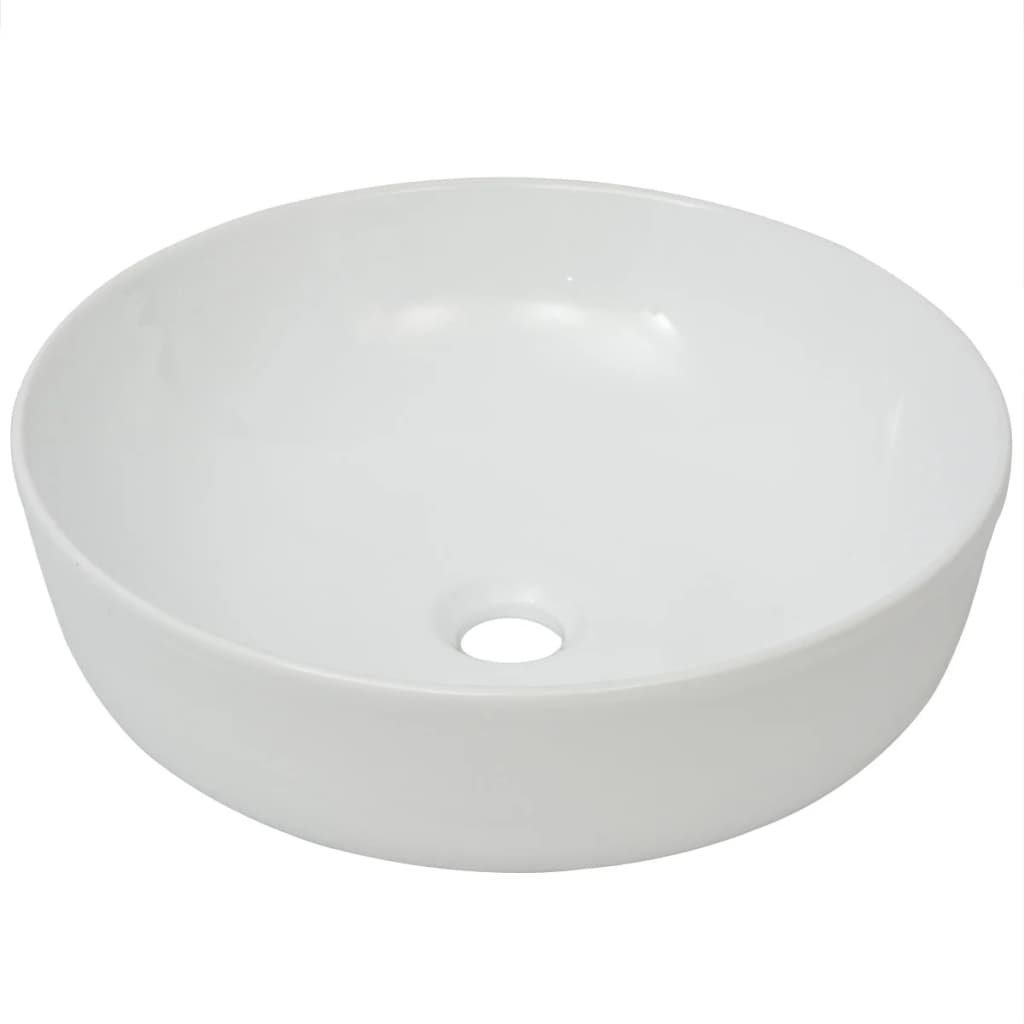 Waschbecken Rund Keramik Weiß 41,5 x 13,5 cm - Premium Badezimmer-Waschbecken - Just €73.57! Shop now at homesales4u
