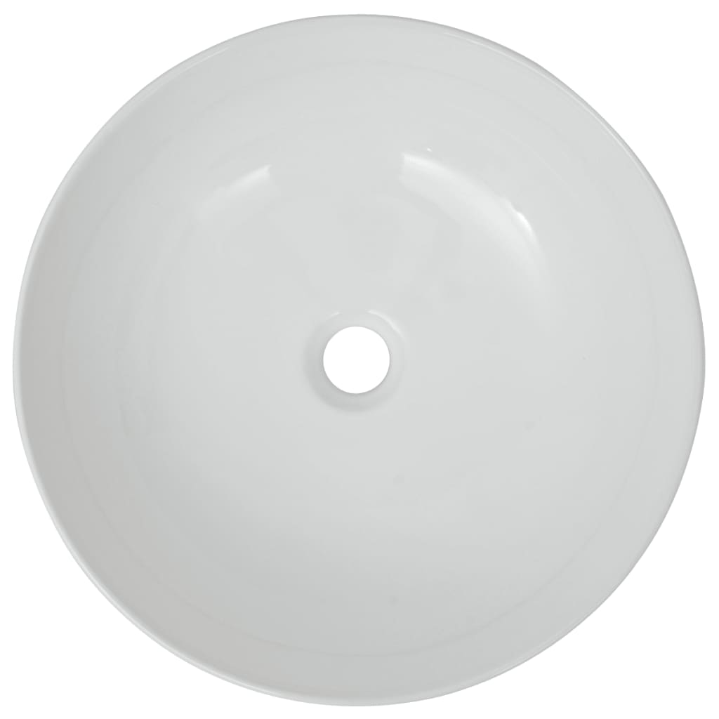Waschbecken Rund Keramik Weiß 41,5 x 13,5 cm - Premium Badezimmer-Waschbecken - Just €73.57! Shop now at homesales4u