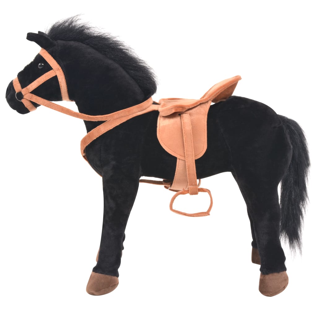 Plüschtier Pferd Stehend Plüsch Schwarz - Premium Stofftiere - Just €105.89! Shop now at homesales4u