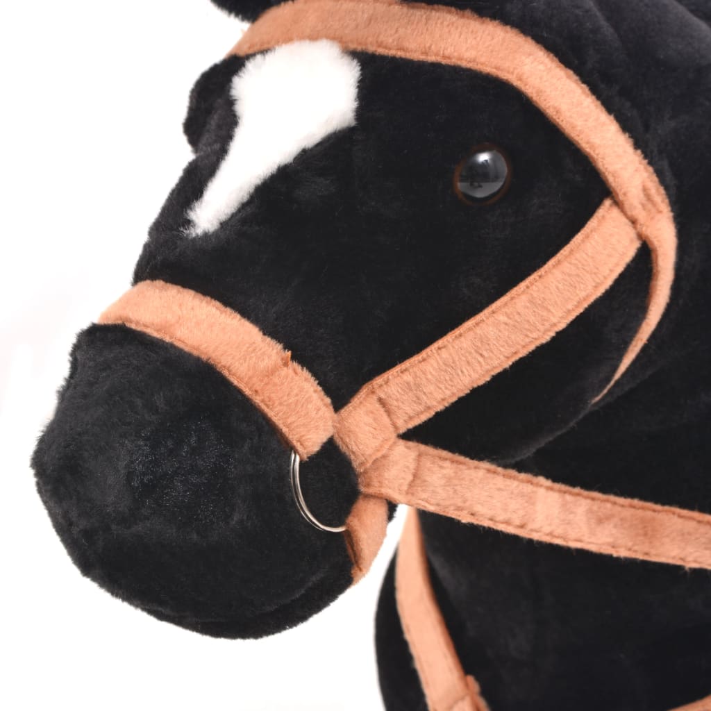 Plüschtier Pferd Stehend Plüsch Schwarz - Premium Stofftiere - Just €105.89! Shop now at homesales4u