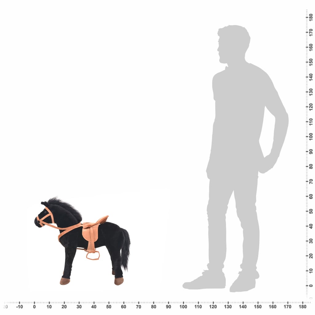 Plüschtier Pferd Stehend Plüsch Schwarz - Premium Stofftiere - Just €105.89! Shop now at homesales4u