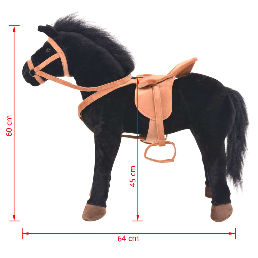 Plüschtier Pferd Stehend Plüsch Schwarz - Premium Stofftiere - Just €105.89! Shop now at homesales4u
