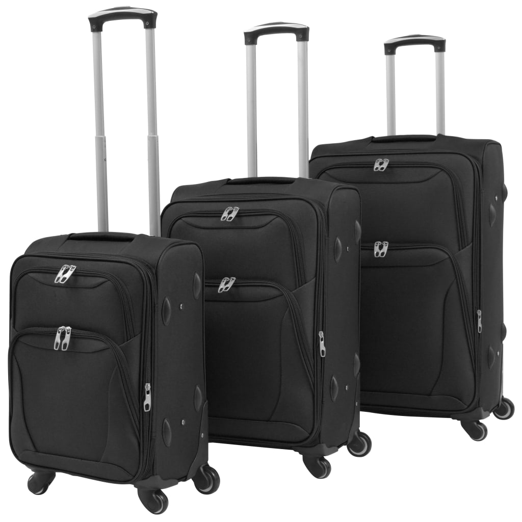 3-tlg. Weichgepäck Trolley-Set Schwarz - Premium Reisekoffer - Just €186.83! Shop now at homesales4u