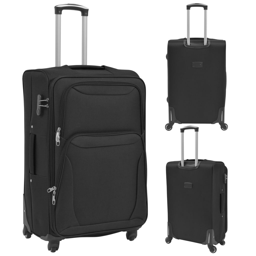 3-tlg. Weichgepäck Trolley-Set Schwarz - Premium Reisekoffer - Just €186.83! Shop now at homesales4u
