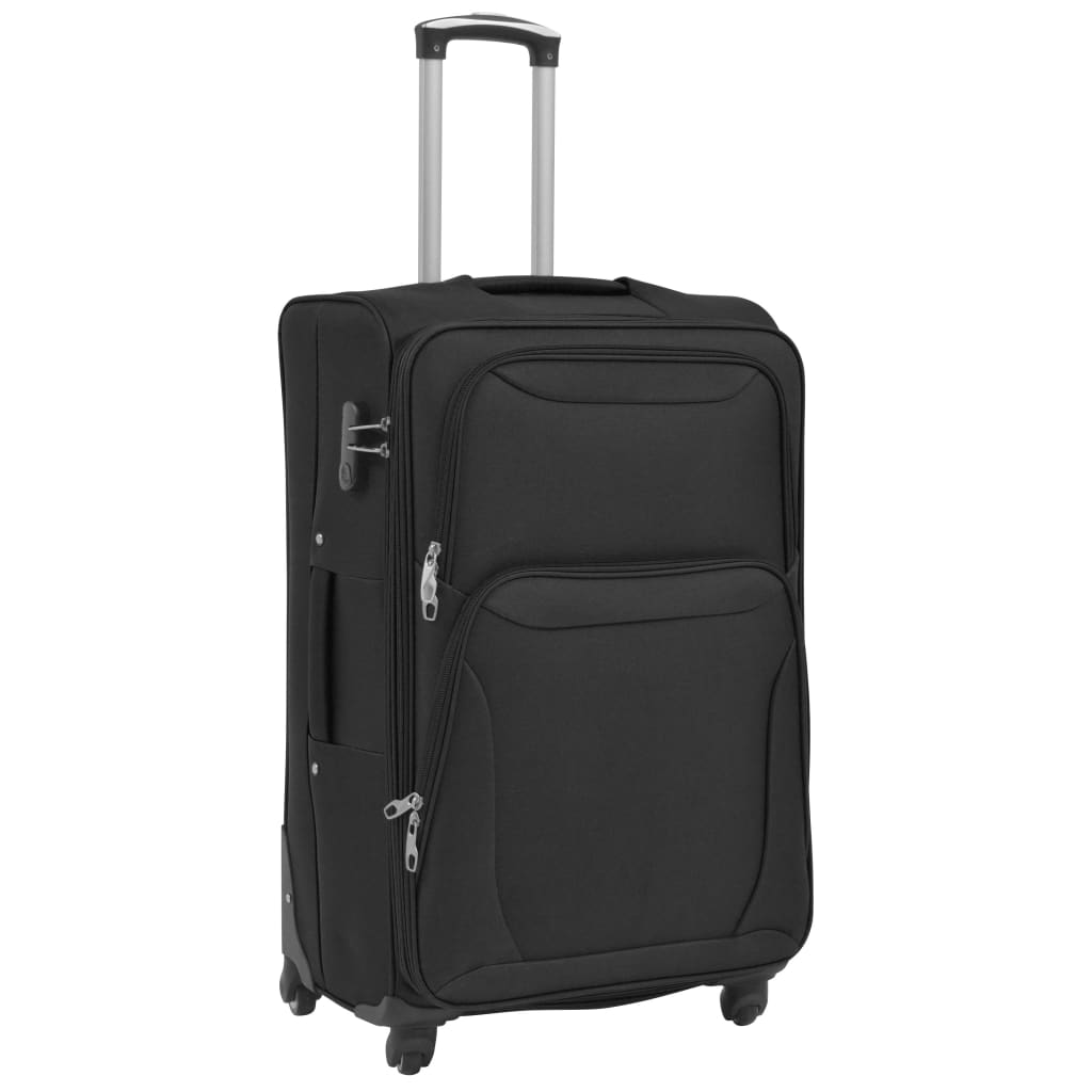 3-tlg. Weichgepäck Trolley-Set Schwarz - Premium Reisekoffer - Just €186.83! Shop now at homesales4u