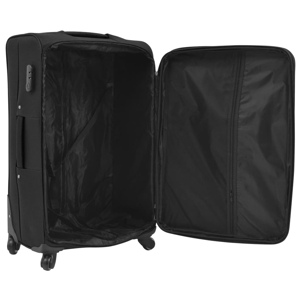 3-tlg. Weichgepäck Trolley-Set Schwarz - Premium Reisekoffer - Just €186.83! Shop now at homesales4u