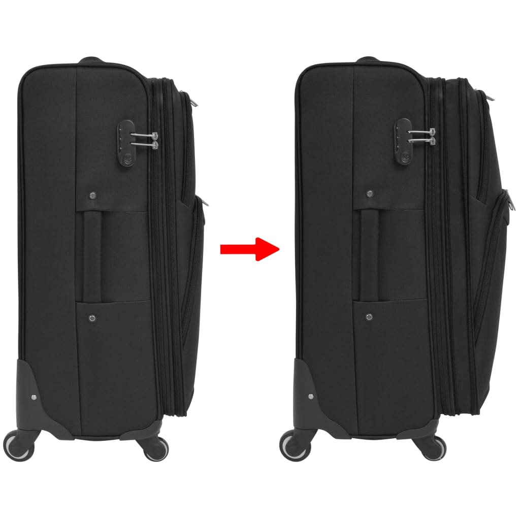 3-tlg. Weichgepäck Trolley-Set Schwarz - Premium Reisekoffer - Just €186.83! Shop now at homesales4u