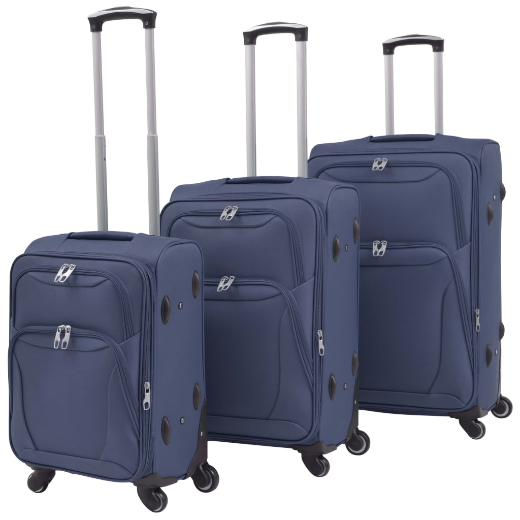 3-tlg. Weichgepäck Trolley-Set Marineblau - Premium Reisekoffer - Just €205.78! Shop now at homesales4u