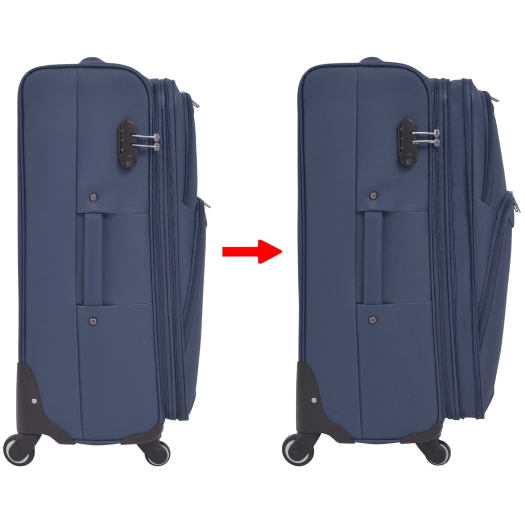 3-tlg. Weichgepäck Trolley-Set Marineblau - Premium Reisekoffer - Just €205.78! Shop now at homesales4u