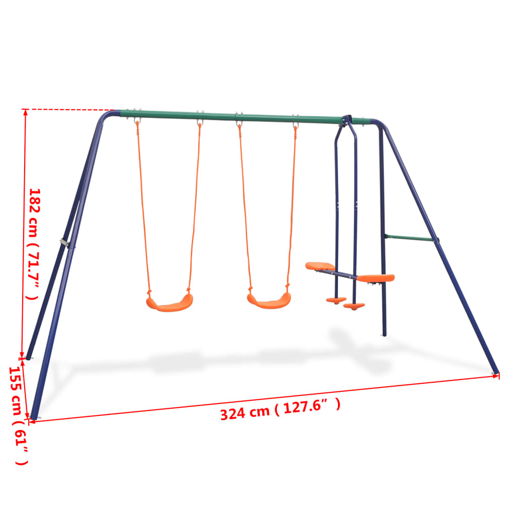 Schaukelset mit 4 Sitzen Orange - Premium Schaukeln & Spieltürme - Just €214.93! Shop now at homesales4u