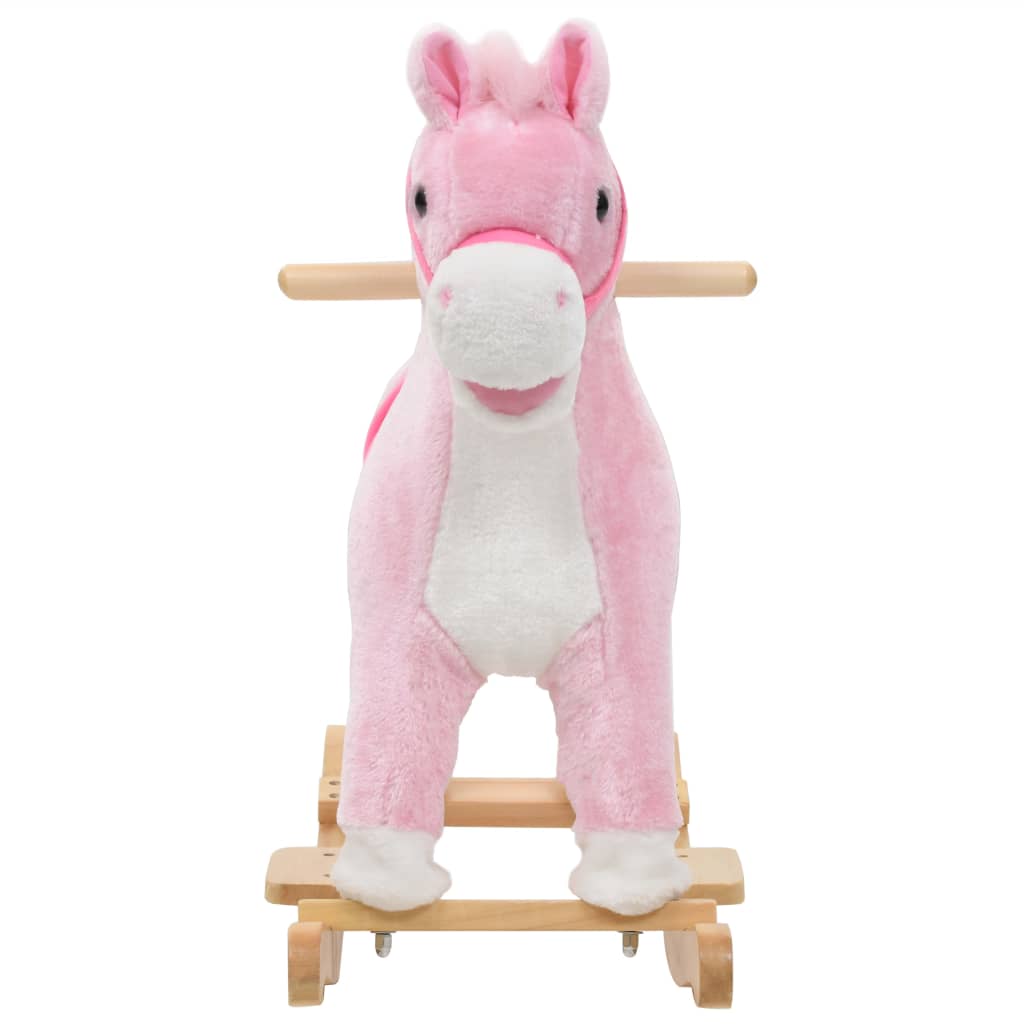 Schaukeltier Pferd Plüsch 65x32x58 cm Rosa - Premium Schaukelspielzeug - Just €89.26! Shop now at homesales4u