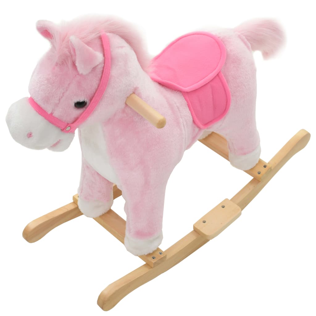 Schaukeltier Pferd Plüsch 65x32x58 cm Rosa - Premium Schaukelspielzeug - Just €89.26! Shop now at homesales4u