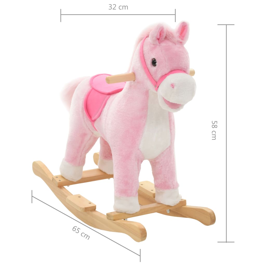 Schaukeltier Pferd Plüsch 65x32x58 cm Rosa - Premium Schaukelspielzeug - Just €89.26! Shop now at homesales4u