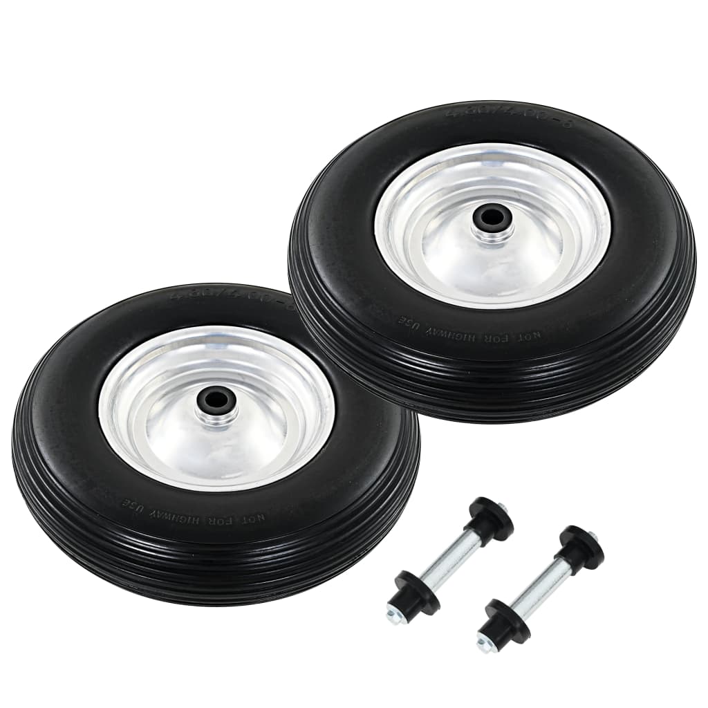 Schubkarrenräder 2 Stk. mit Achsen Massives PU 4,00 - 8 390 mm - Premium Hebezüge, Kräne & Rollwagen - Just €75.85! Shop now at homesales4u