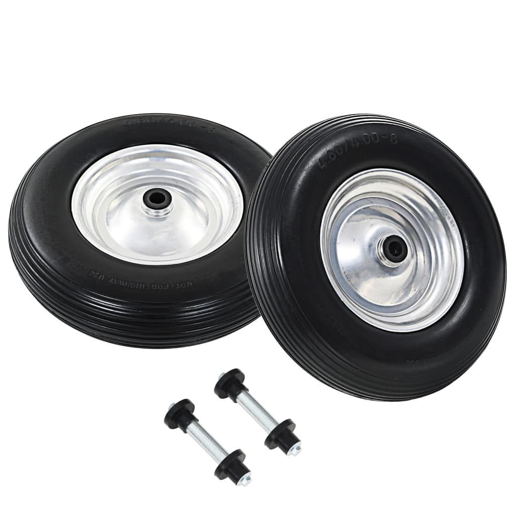 Schubkarrenräder 2 Stk. mit Achsen Massives PU 4,00 - 8 390 mm - Premium Hebezüge, Kräne & Rollwagen - Just €75.85! Shop now at homesales4u