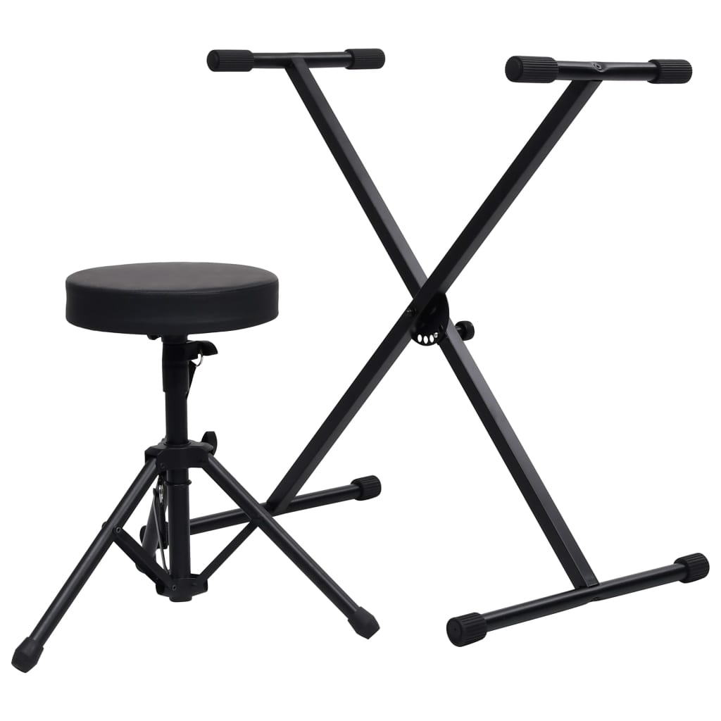 Keyboardständer und Hocker Set Schwarz - Premium Musikerstühle & -hocker - Just €70.09! Shop now at homesales4u