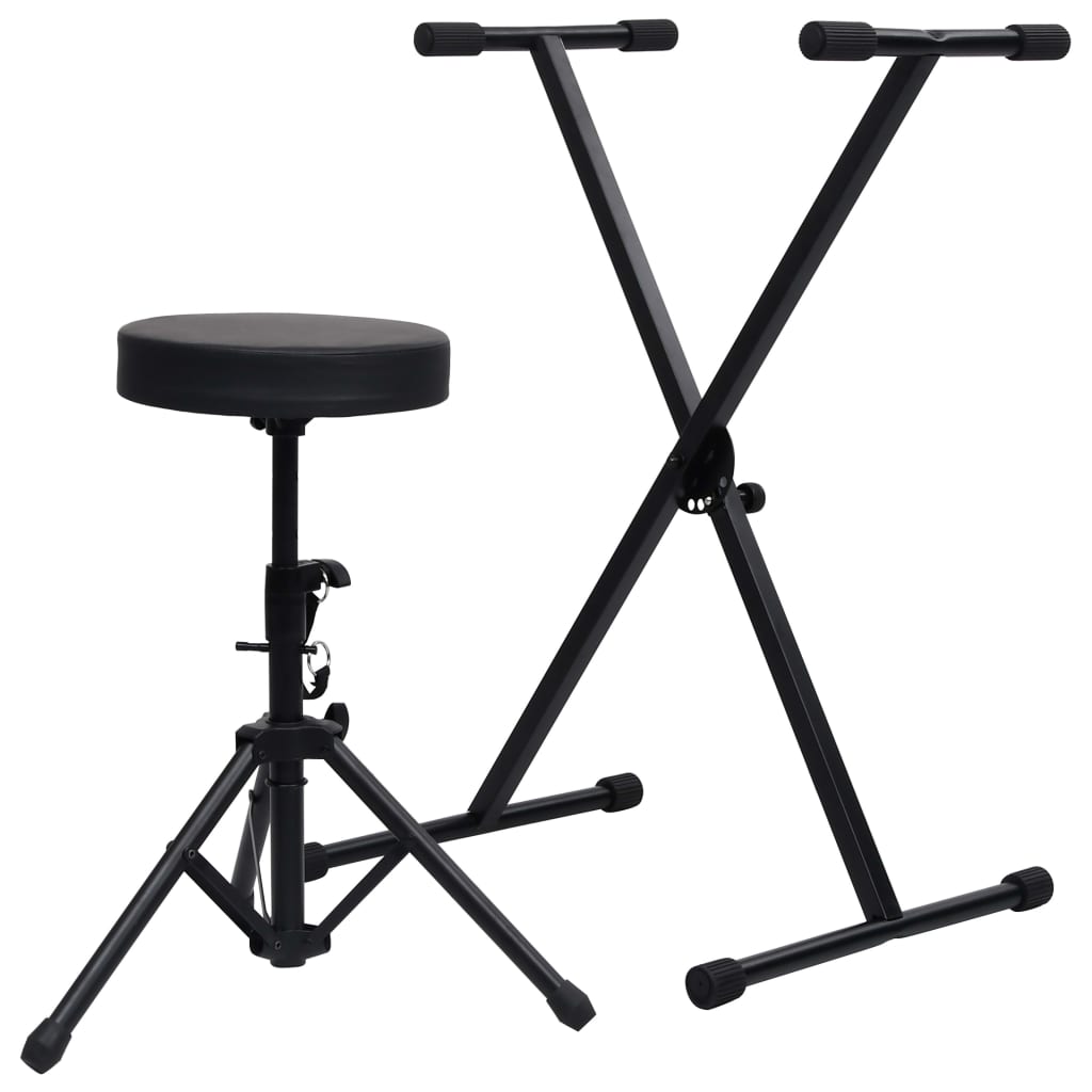 Keyboardständer und Hocker Set Schwarz - Premium Musikerstühle & -hocker - Just €70.09! Shop now at homesales4u