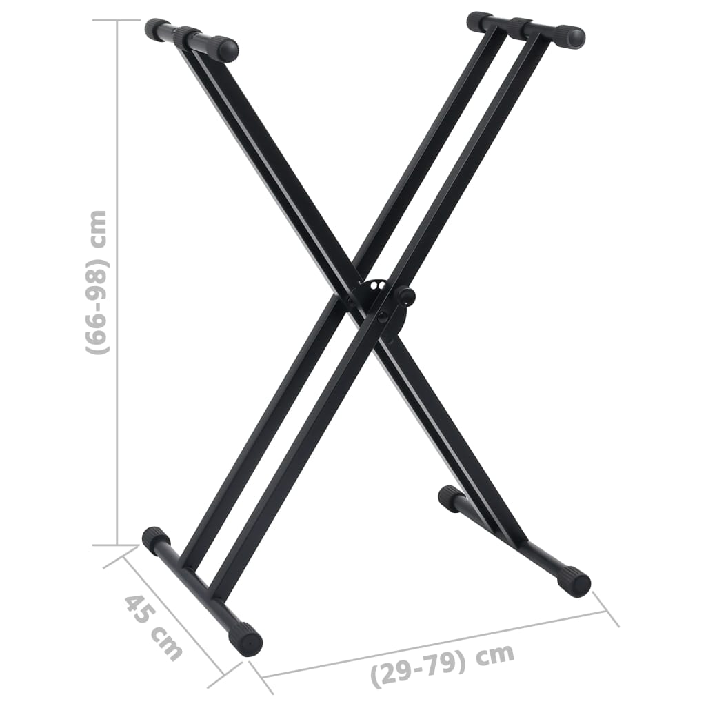 Doppelstrebiger Keyboard-Ständer und Hocker Set Schwarz - Premium Musikerstühle & -hocker - Just €77.53! Shop now at homesales4u