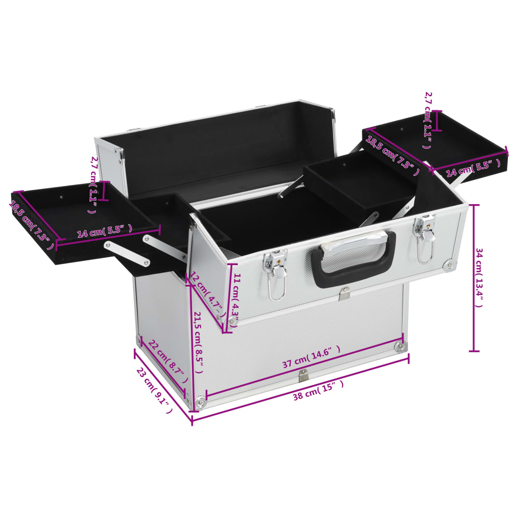 Kosmetikkoffer 38x23x34 cm Silbern Aluminium - Premium Kulturtaschen - Just €64.28! Shop now at homesales4u