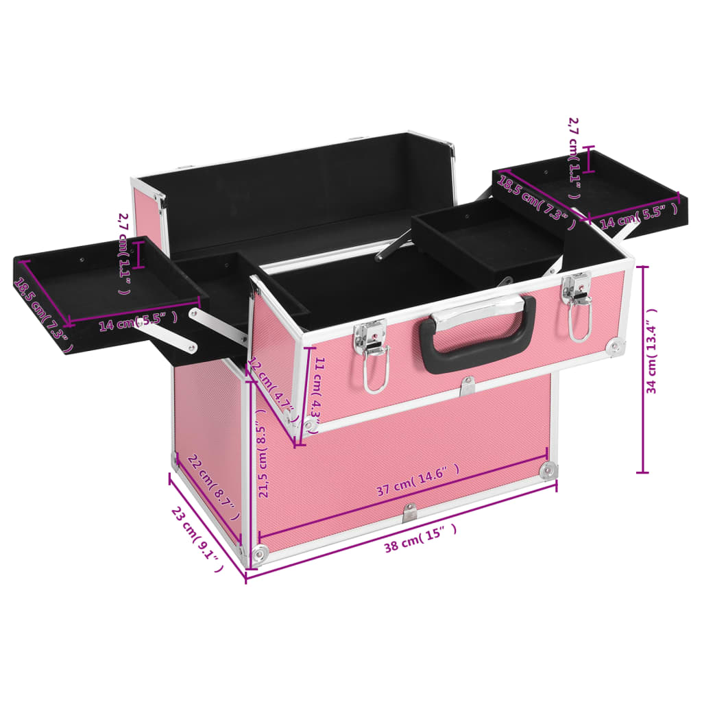 Kosmetikkoffer 38x23x34 cm Rosa Aluminium - Premium Kulturtaschen - Just €65.61! Shop now at homesales4u