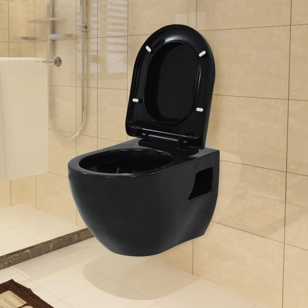 Hänge-Toilette mit Einbau-Spülkasten Keramik Schwarz - Premium Toiletten - Just €446.30! Shop now at homesales4u