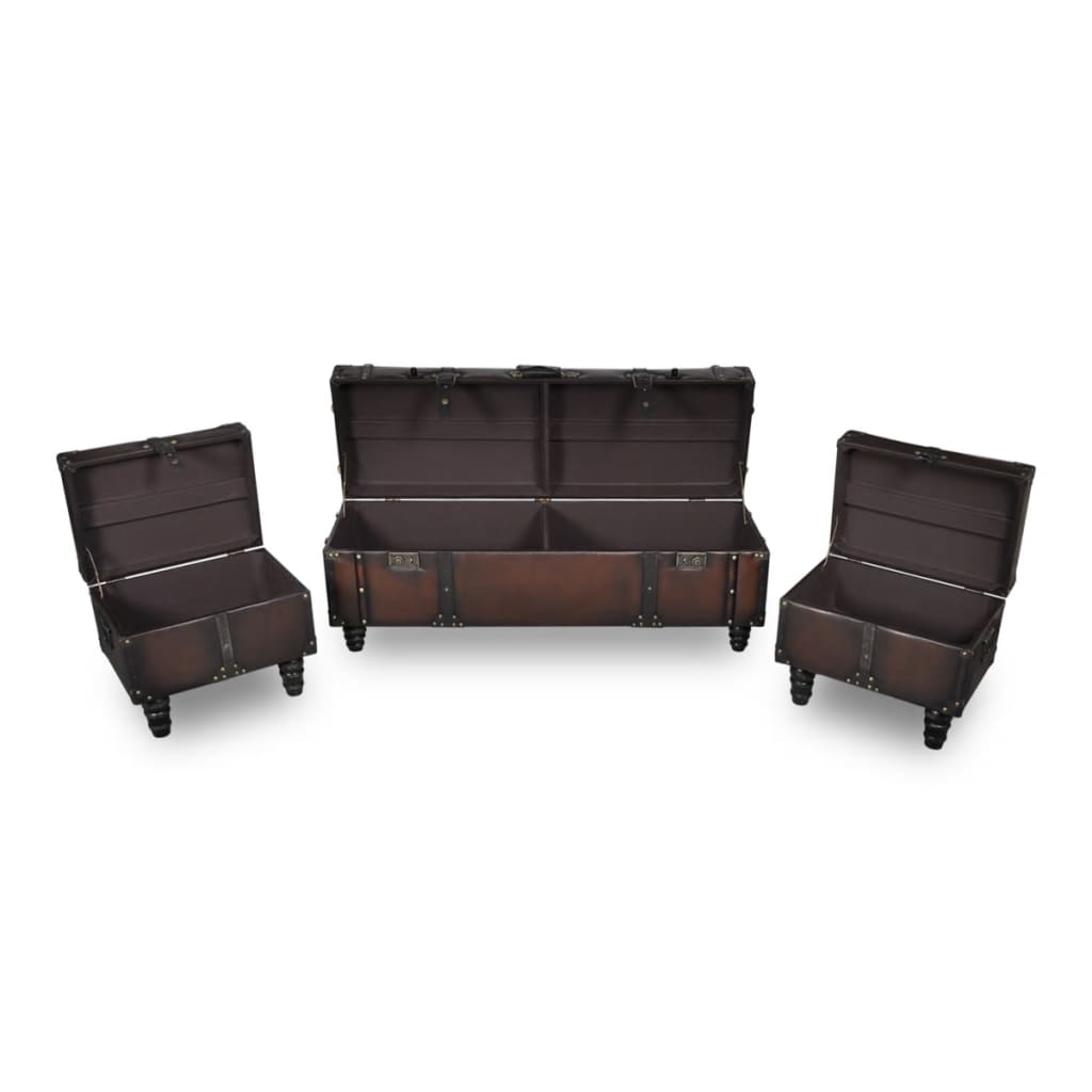 Sitztruhen-Set 3 Stk. Braun - Premium Truhen- & Flurbänke - Just €328.31! Shop now at homesales4u