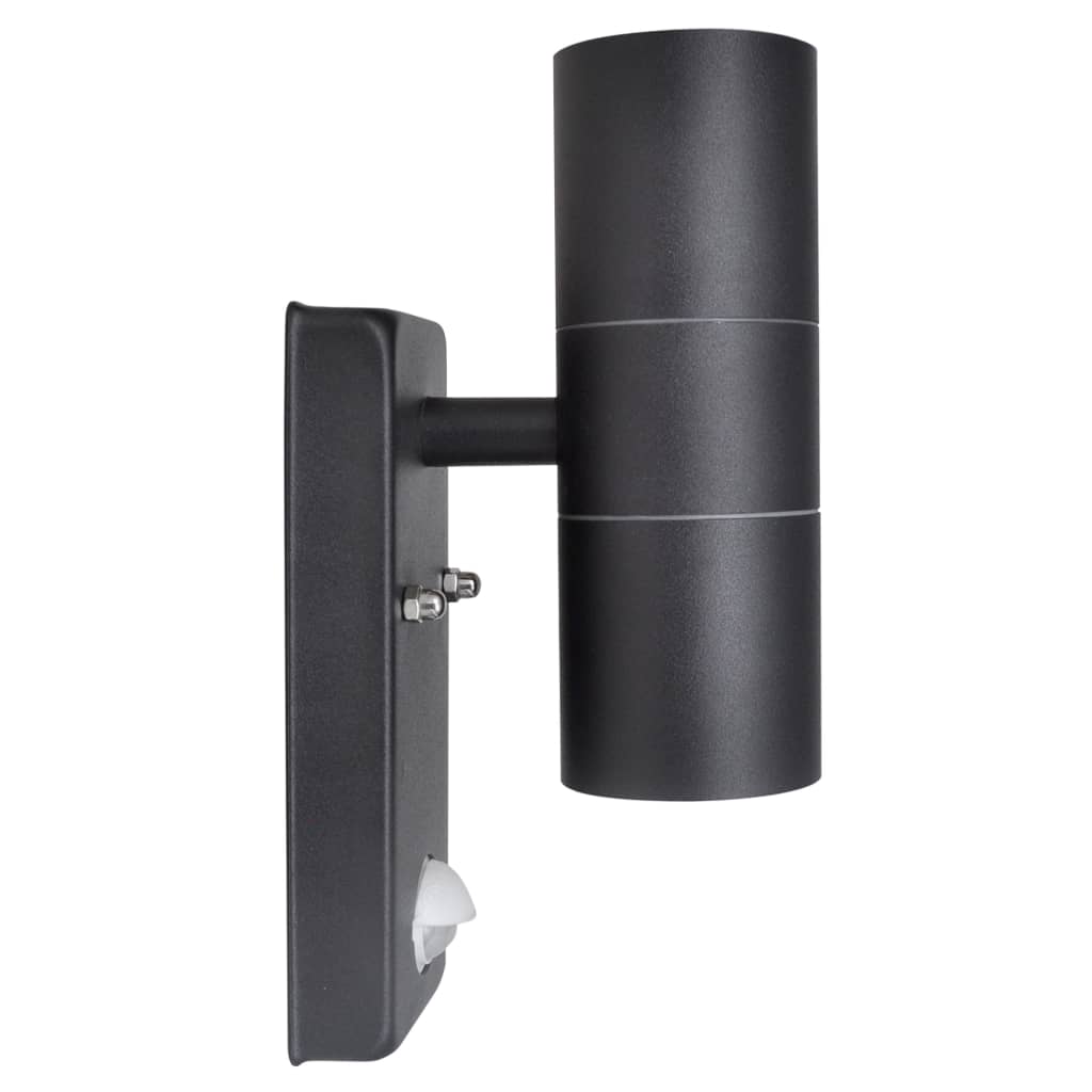 LED-Wandleuchte Edelstahl Zylinderform Schwarz mit Sensor - Premium Außenbeleuchtung - Just €55.65! Shop now at homesales4u