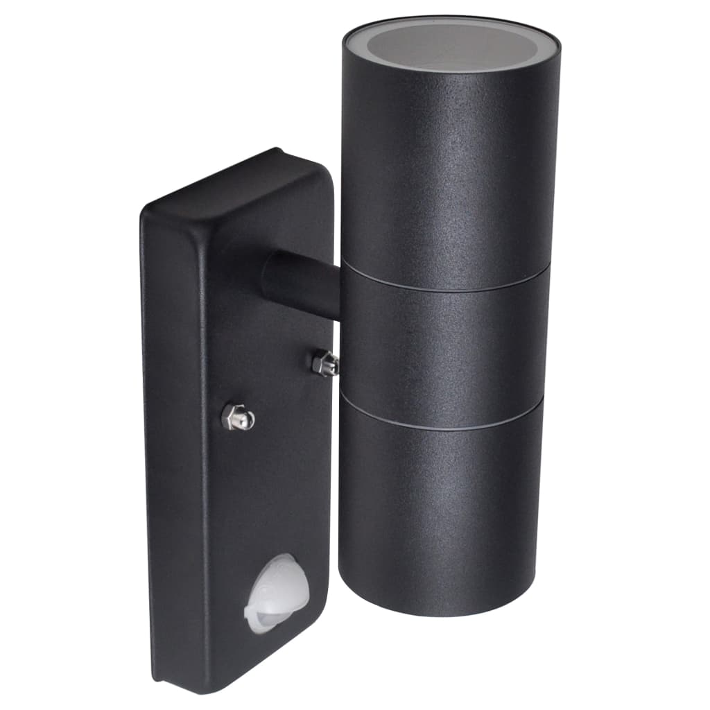 LED-Wandleuchte Edelstahl Zylinderform Schwarz mit Sensor - Premium Außenbeleuchtung - Just €55.65! Shop now at homesales4u