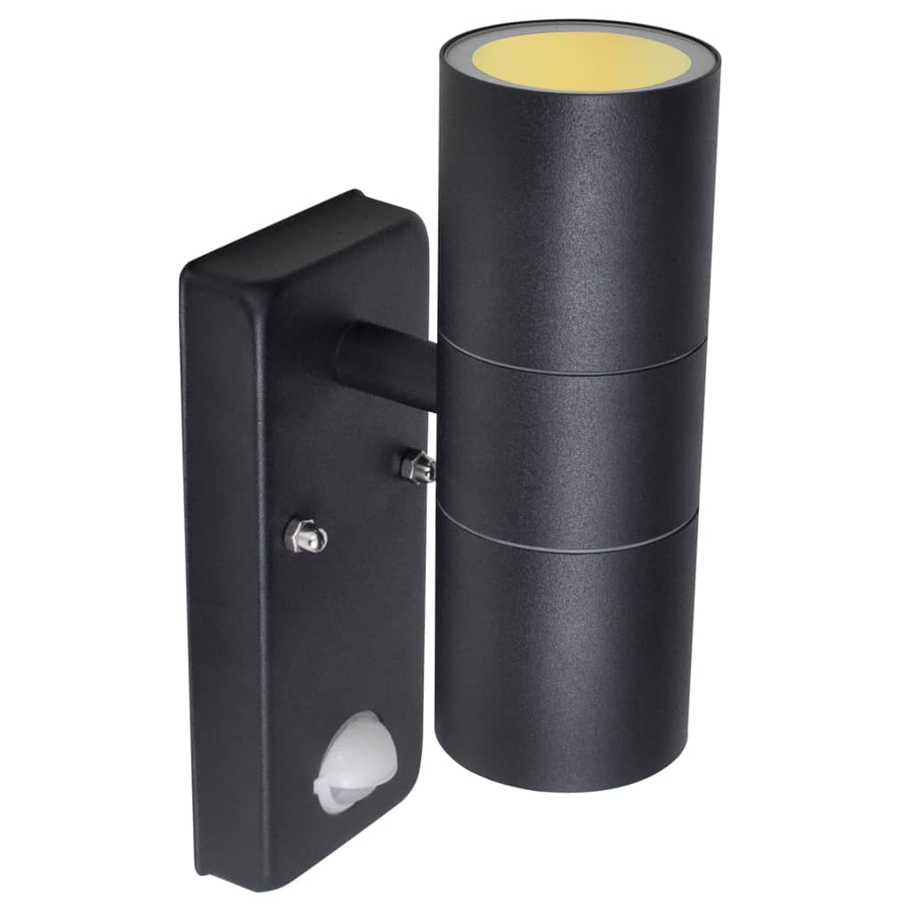 LED-Wandleuchte Edelstahl Zylinderform Schwarz mit Sensor - Premium Außenbeleuchtung - Just €55.65! Shop now at homesales4u