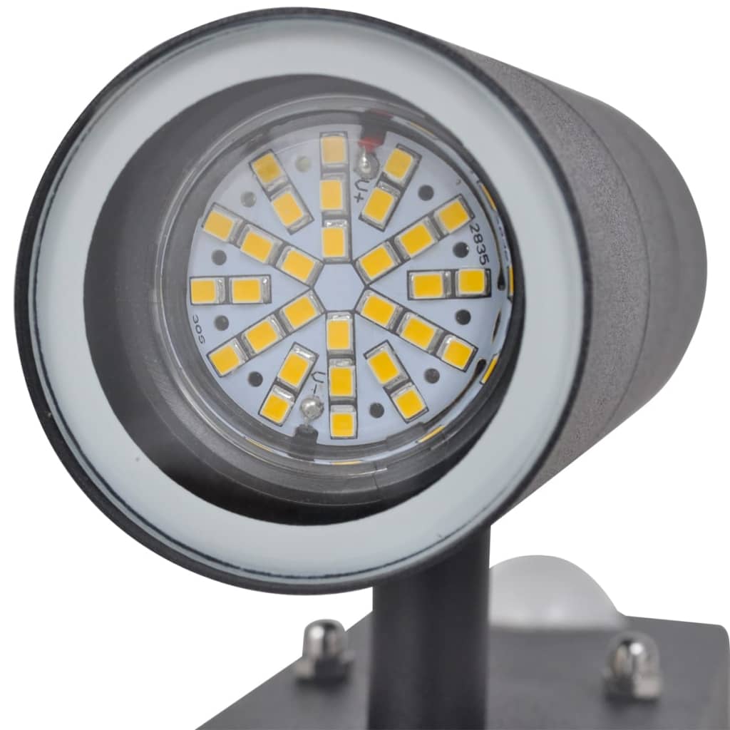 LED-Wandleuchte Edelstahl Zylinderform Schwarz mit Sensor - Premium Außenbeleuchtung - Just €55.65! Shop now at homesales4u