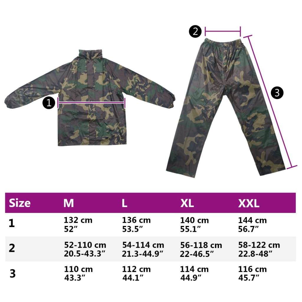 Tarnfarben Regenbekleidung für Männer 2-teilig mit Kapuze Größe XL - Premium Regenjacken & Regenponchos - Just €30.50! Shop now at homesales4u