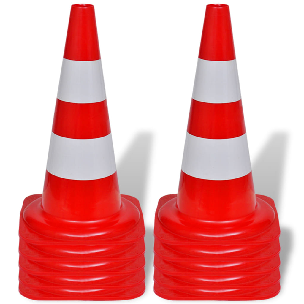 Verkehrskegel 10 Stk. Reflektierend Rot und Weiß 50 cm - Premium Verkehrsschilder - Just €125.99! Shop now at homesales4u