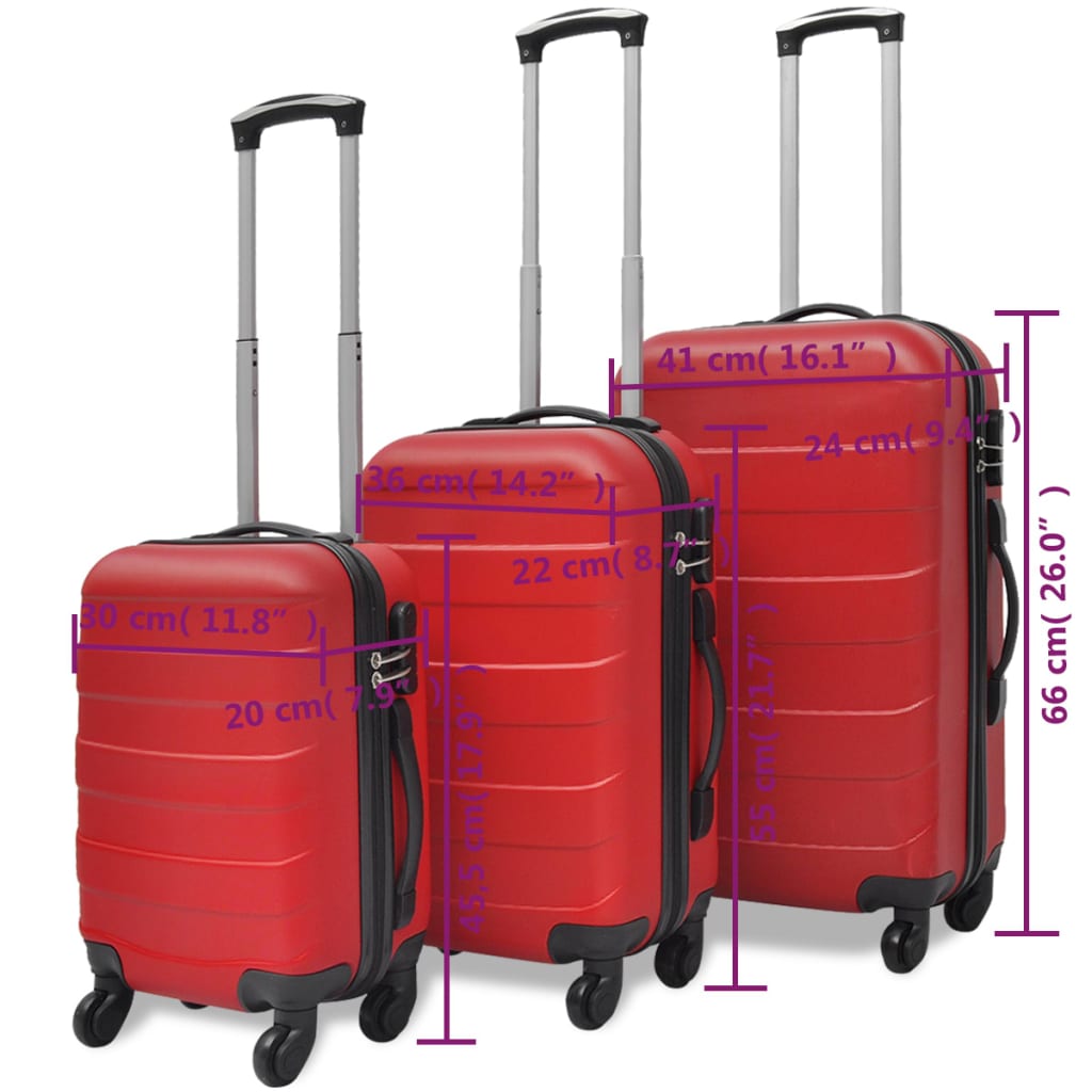 3-tlg. Hartschalenkoffer-Set Rot 45,5/55/66 cm - Premium Reisekoffer - Just €153.52! Shop now at homesales4u