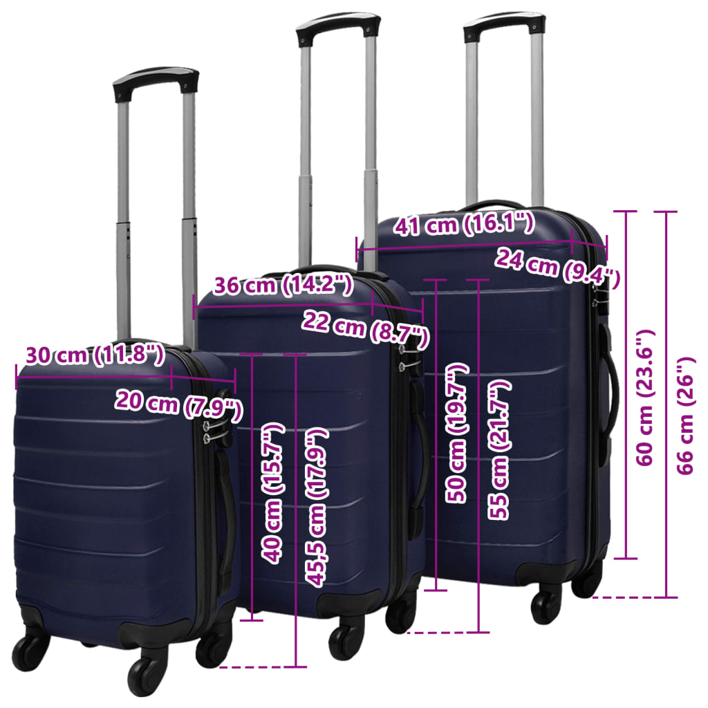 3-tlg. Hartschalenkoffer-Set Blau 45,5/55/66 cm - Premium Reisekoffer - Just €153.74! Shop now at homesales4u