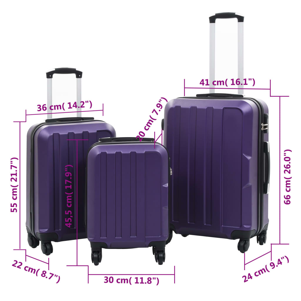 Hartschalen-Trolley-Set 3 Stk. Lila ABS - Premium Reisekoffer - Just €178.06! Shop now at homesales4u