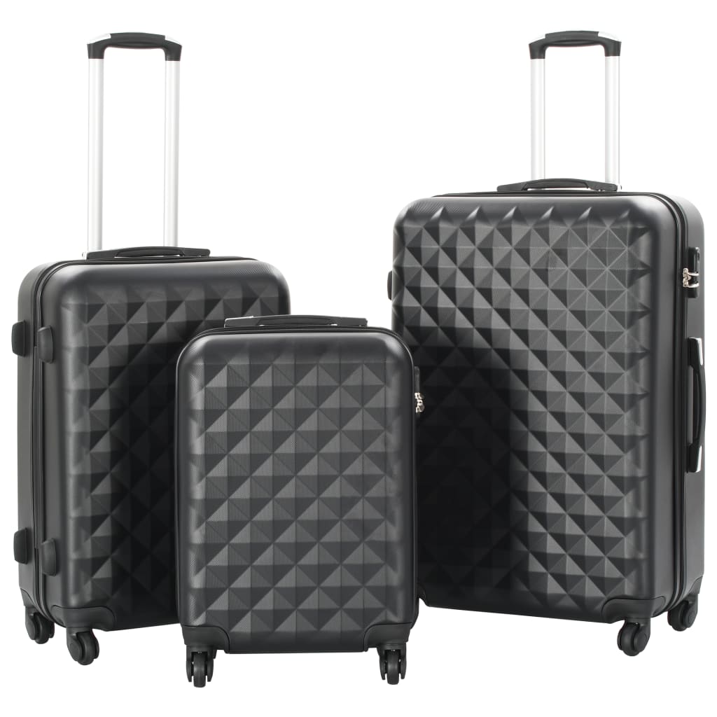 Hartschalen-Trolley-Set 3 Stk. Schwarz ABS - Premium Reisekoffer - Just €164.61! Shop now at homesales4u