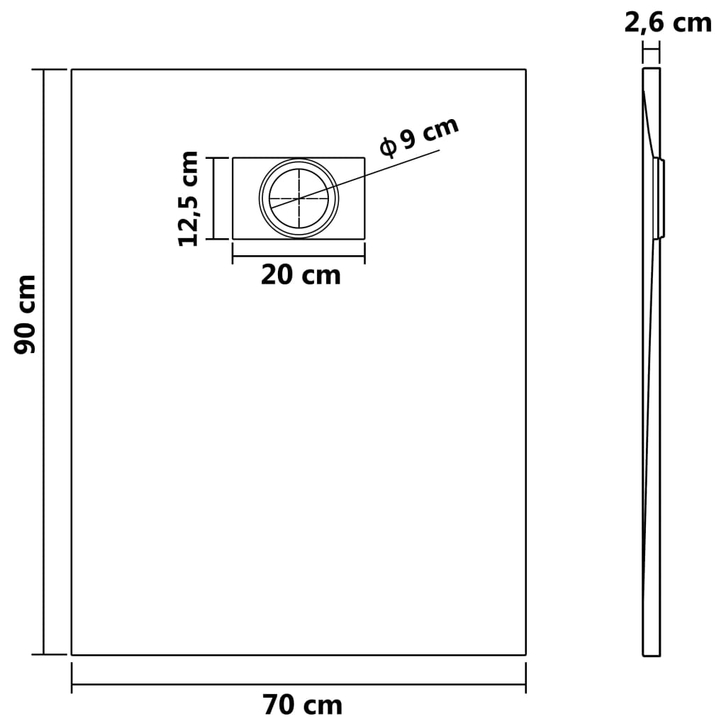 Duschwanne SMC Schwarz 90×70 cm - Premium Duschwannen - Just €187.72! Shop now at homesales4u