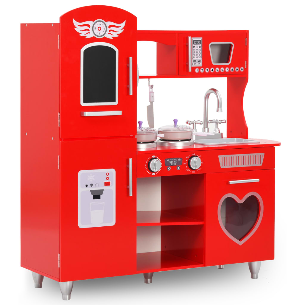 Spielküche Kinder MDF 84x31x89 cm Rot - Premium Spielzeug-Küchen & Spielzeug-Lebensmittel - Just €144.11! Shop now at homesales4u