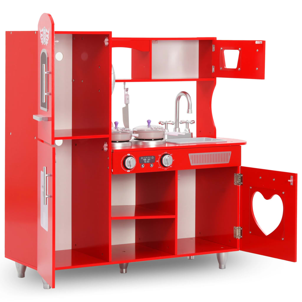 Spielküche Kinder MDF 84x31x89 cm Rot - Premium Spielzeug-Küchen & Spielzeug-Lebensmittel - Just €144.11! Shop now at homesales4u